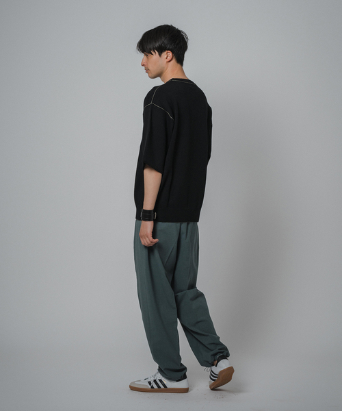 EDIFICE(エディフィス)の「スウェットライク ショートスリーブ ニット Tシャツ(ニット/セーター・メンズ・ブラック/ベージュ/カーキ/ネイビー・MEDIUM/LARGE)」の6枚目の写真