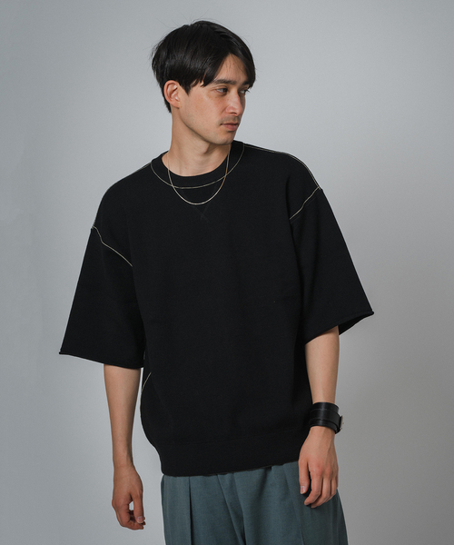 EDIFICE(エディフィス)の「スウェットライク ショートスリーブ ニット Tシャツ(ニット/セーター・メンズ・ブラック/ベージュ/カーキ/ネイビー・MEDIUM/LARGE)」の7枚目の写真