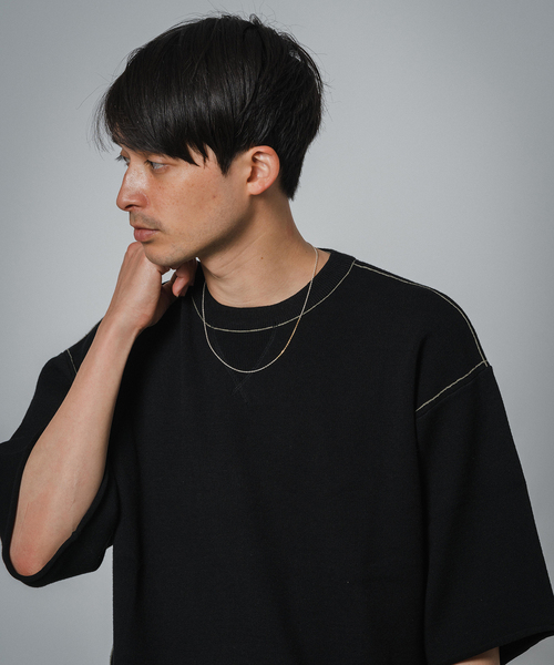 EDIFICE(エディフィス)の「スウェットライク ショートスリーブ ニット Tシャツ(ニット/セーター・メンズ・ブラック/ベージュ/カーキ/ネイビー・MEDIUM/LARGE)」の10枚目の写真