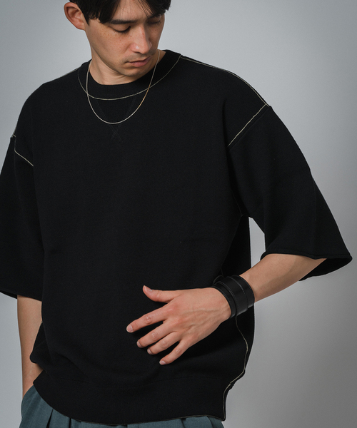 EDIFICE(エディフィス)の「スウェットライク ショートスリーブ ニット Tシャツ(ニット/セーター・メンズ・ブラック/ベージュ/カーキ/ネイビー・MEDIUM/LARGE)」の12枚目の写真