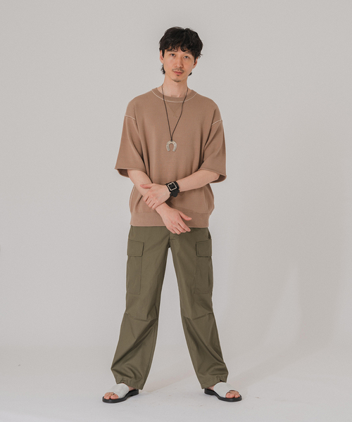 EDIFICE(エディフィス)の「スウェットライク ショートスリーブ ニット Tシャツ(ニット/セーター・メンズ・ブラック/ベージュ/カーキ/ネイビー・MEDIUM/LARGE)」の15枚目の写真