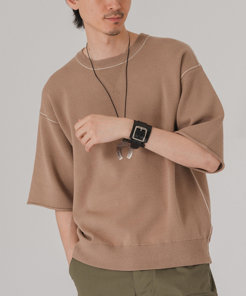 EDIFICE(エディフィス)の「スウェットライク ショートスリーブ ニット Tシャツ(ニット/セーター・メンズ・ブラック/ベージュ/カーキ/ネイビー・MEDIUM/LARGE)」の18枚目の写真