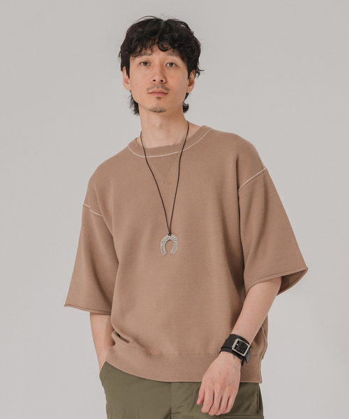 EDIFICE(エディフィス)の「スウェットライク ショートスリーブ ニット Tシャツ(ニット/セーター・メンズ・ブラック/ベージュ/カーキ/ネイビー・MEDIUM/LARGE)」の19枚目の写真