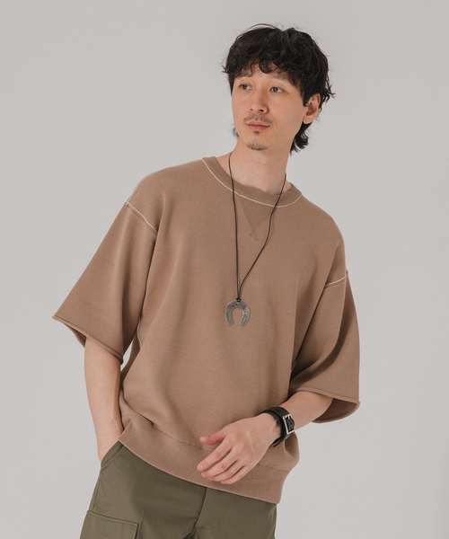 EDIFICE(エディフィス)の「スウェットライク ショートスリーブ ニット Tシャツ(ニット/セーター・メンズ・ブラック/ベージュ/カーキ/ネイビー・MEDIUM/LARGE)」の20枚目の写真