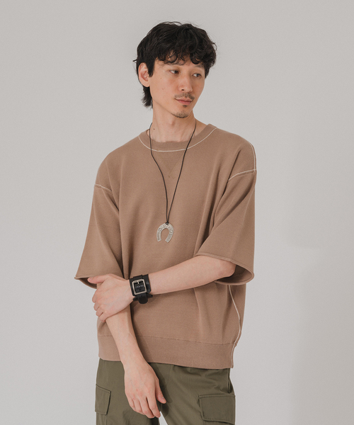 EDIFICE(エディフィス)の「スウェットライク ショートスリーブ ニット Tシャツ(ニット/セーター・メンズ・ブラック/ベージュ/カーキ/ネイビー・MEDIUM/LARGE)」の21枚目の写真