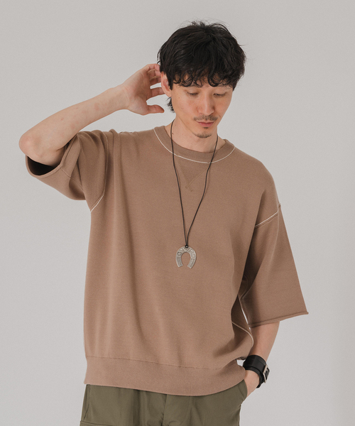 EDIFICE(エディフィス)の「スウェットライク ショートスリーブ ニット Tシャツ(ニット/セーター・メンズ・ブラック/ベージュ/カーキ/ネイビー・MEDIUM/LARGE)」の22枚目の写真