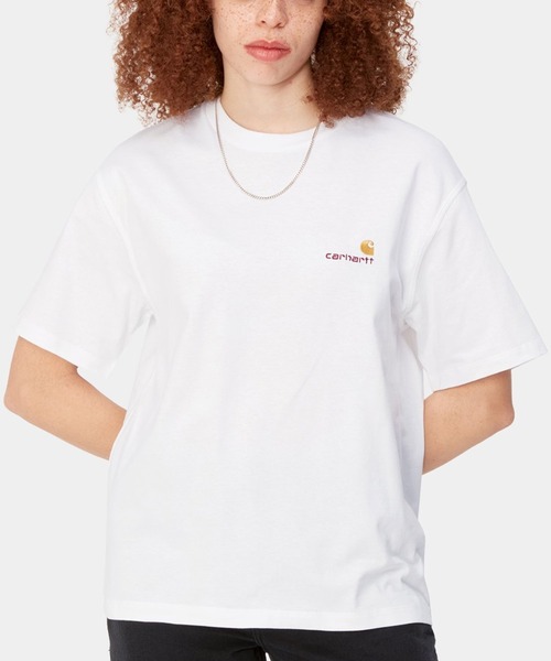 Carhartt(カーハート)の「Carhartt WIP/カーハートダブリューアイピー 半袖Tシャツ 刺繍ロゴ ルーズフィット MUJI I032218(Tシャツ/カットソー・レディース・ブラック/グレー/ピンク/ホワイト・S/M)」の2枚目の写真
