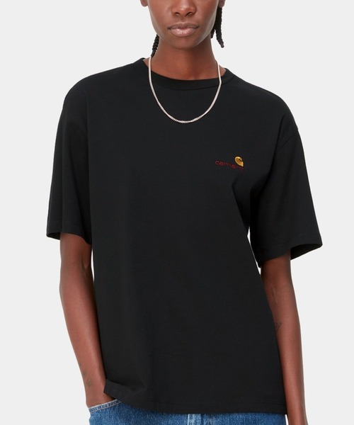 Carhartt(カーハート)の「Carhartt WIP/カーハートダブリューアイピー 半袖Tシャツ 刺繍ロゴ ルーズフィット MUJI I032218(Tシャツ/カットソー・レディース・ブラック/グレー/ピンク/ホワイト・S/M)」の1枚目の写真