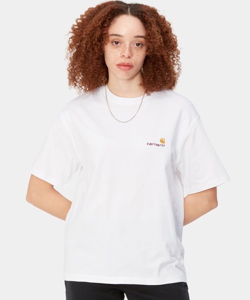 V782【Carhartt】刺繍ロゴTシャツ【メンズ2XL】アイボリー ショートスリーブソーラークロームCロゴTシャツ