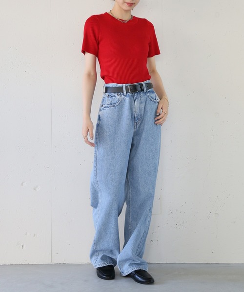 セール】【MAISON BREEZE reveur】Ribbed short-sleeved knit