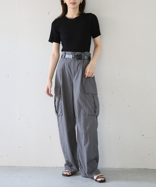 MAISON BREEZE reveur（メゾンブリーズレヴール）の「【MAISON BREEZE reveur】Ribbed short-sleeved knit リブ切替クルーネックハーフスリーブニット 半袖ニット（ニット/セーター・レディース・オフホワイト/レッド/ブラック・FREE）」の21枚目の写真