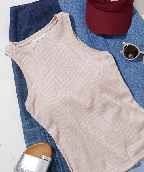 FREAK'S STORE（フリークスストア）の「限定展開　カップ付き ラメ テレコ アメスリ タンク（タンクトップ・レディース・シルバー/ブラック/サックスブルー/コーラルピンク・ﾌﾘ-）」の19枚目の写真