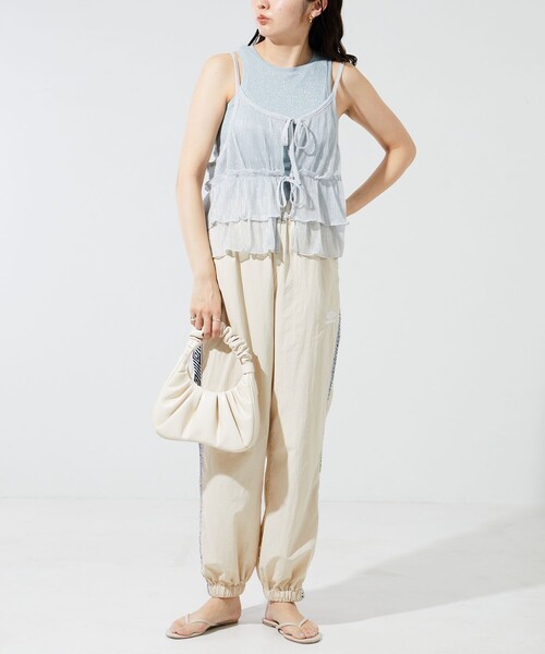 FREAK'S STORE（フリークスストア）の「限定展開　カップ付き ラメ テレコ アメスリ タンク（タンクトップ・レディース・シルバー/ブラック/サックスブルー/コーラルピンク・ﾌﾘ-）」の13枚目の写真