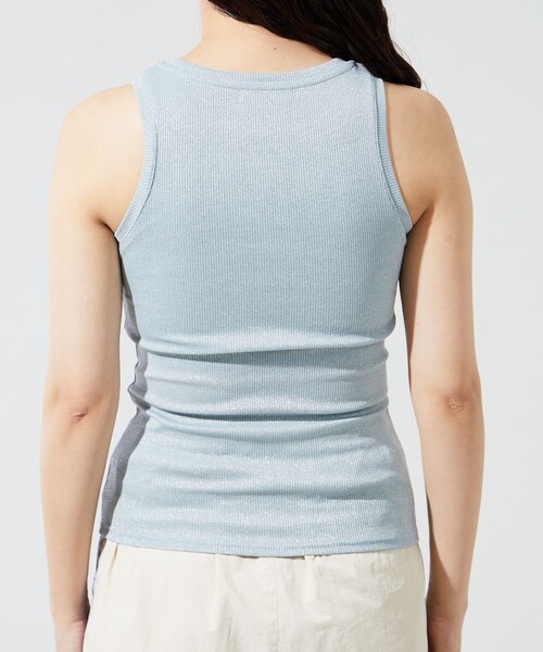 FREAK'S STORE（フリークスストア）の「限定展開　カップ付き ラメ テレコ アメスリ タンク（タンクトップ・レディース・シルバー/ブラック/サックスブルー/コーラルピンク・ﾌﾘ-）」の8枚目の写真