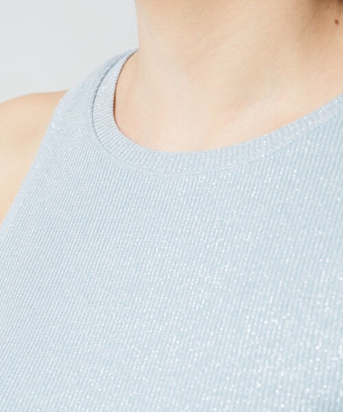 FREAK'S STORE（フリークスストア）の「限定展開　カップ付き ラメ テレコ アメスリ タンク（タンクトップ・レディース・シルバー/ブラック/サックスブルー/コーラルピンク・ﾌﾘ-）」の7枚目の写真