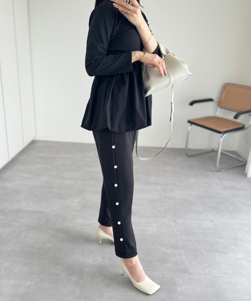 新品未使用】SONO パールパンツ スリムテーパードパンツ 黒 セール