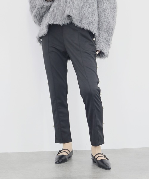 【新品未使用】SONO パールパンツ スリムテーパードパンツ 黒 Sono パールパンツ スリムテーパードパンツ 黒