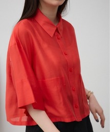 シアーシャツ」に該当するシャツ/ブラウス（レッド/赤色系