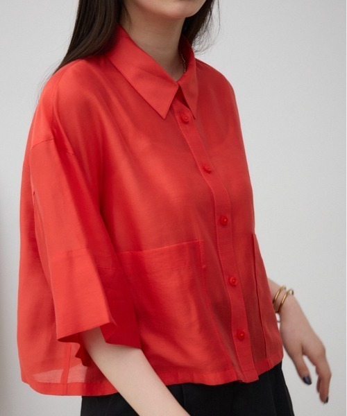 セール】ワイドスリーブ五分袖シアーシャツ（シャツ/ブラウス）｜AZUL