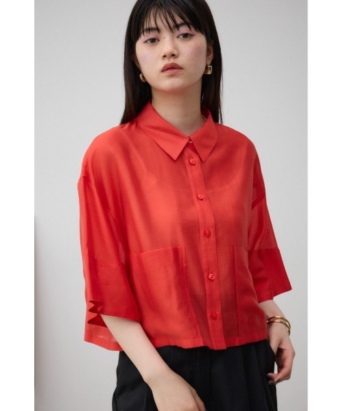 セール】ワイドスリーブ五分袖シアーシャツ（シャツ/ブラウス）｜AZUL