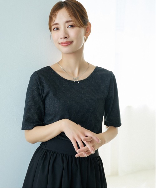 mysty woman（ミスティウーマン）の「ラメ2WAYインナープルオーバー　128890（Tシャツ/カットソー・レディース・ブラック/オフホワイト/ピンク・FREE）」の3枚目の写真