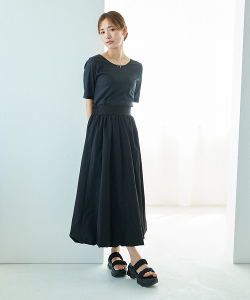 mysty woman（ミスティウーマン）の「ラメ2WAYインナープルオーバー　128890（Tシャツ/カットソー・レディース・ブラック/オフホワイト/ピンク・FREE）」の6枚目の写真