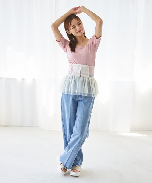 mysty woman（ミスティウーマン）の「ラメ2WAYインナープルオーバー　128890（Tシャツ/カットソー・レディース・ブラック/オフホワイト/ピンク・FREE）」の8枚目の写真