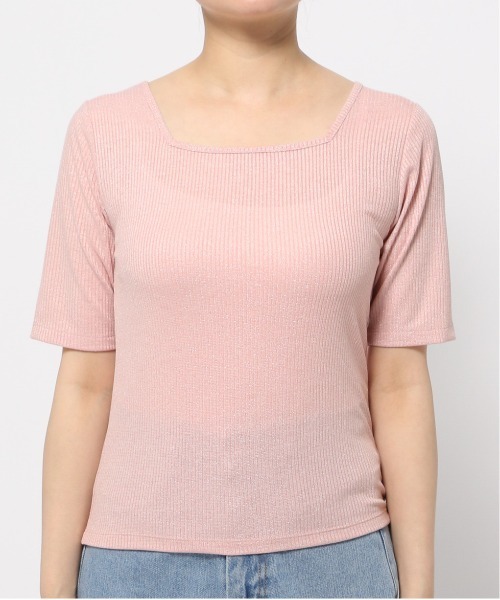 mysty woman（ミスティウーマン）の「ラメ2WAYインナープルオーバー　128890（Tシャツ/カットソー・レディース・ブラック/オフホワイト/ピンク・FREE）」の5枚目の写真