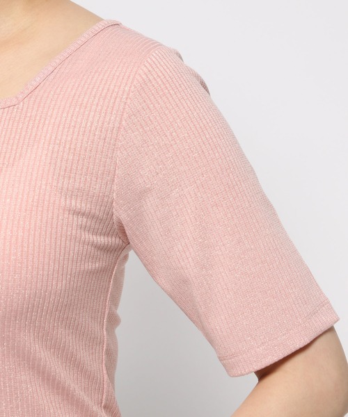 mysty woman（ミスティウーマン）の「ラメ2WAYインナープルオーバー　128890（Tシャツ/カットソー・レディース・ブラック/オフホワイト/ピンク・FREE）」の17枚目の写真