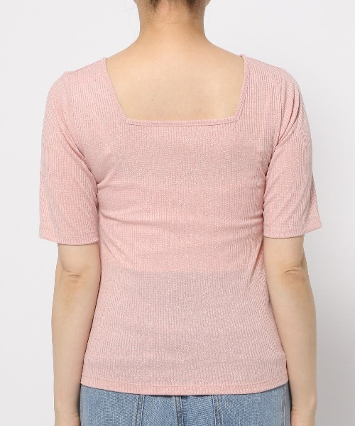 mysty woman（ミスティウーマン）の「ラメ2WAYインナープルオーバー　128890（Tシャツ/カットソー・レディース・ブラック/オフホワイト/ピンク・FREE）」の13枚目の写真