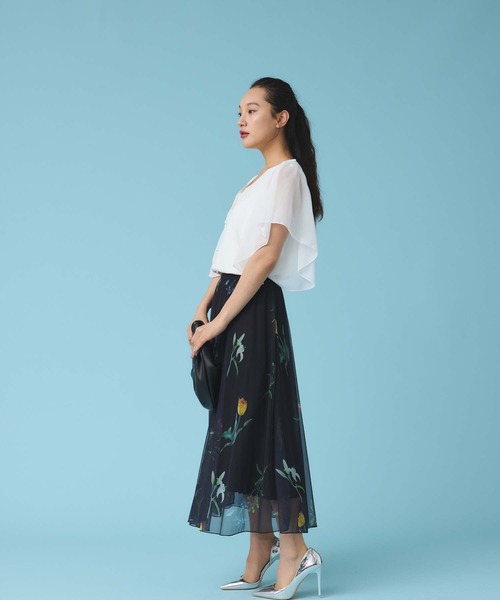 Edit Sheen（エディットシーン）の「フラワープリントチュールフレアスカート（スカート・レディース・ブラック/アイボリー・M）」の8枚目の写真