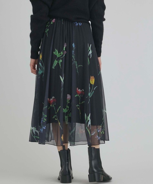 Edit Sheen（エディットシーン）の「フラワープリントチュールフレアスカート（スカート・レディース・ブラック/アイボリー・M）」の17枚目の写真