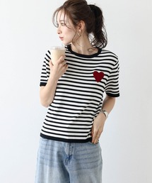 ハート刺繍リンガーサマーニット