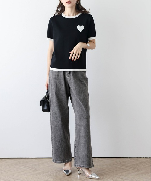 La-gemme(ラジェム)の「ハート刺繍リンガーサマーニット(ニット/セーター・レディース・ホワイト×ブラック/ブラック/ホワイト・フリー)」の21枚目の写真