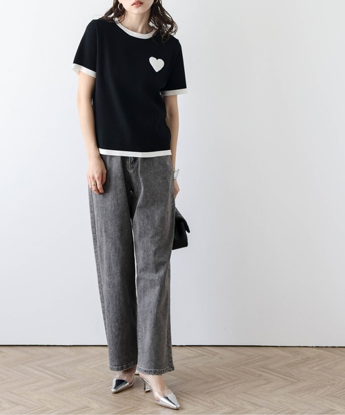 La-gemme(ラジェム)の「ハート刺繍リンガーサマーニット(ニット/セーター・レディース・ホワイト×ブラック/ブラック/ホワイト・フリー)」の20枚目の写真