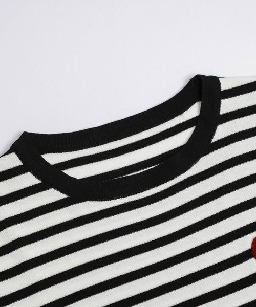 La-gemme(ラジェム)の「ハート刺繍リンガーサマーニット(ニット/セーター・レディース・ホワイト×ブラック/ブラック/ホワイト・フリー)」の16枚目の写真