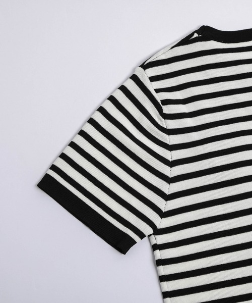La-gemme(ラジェム)の「ハート刺繍リンガーサマーニット(ニット/セーター・レディース・ホワイト×ブラック/ブラック/ホワイト・フリー)」の7枚目の写真