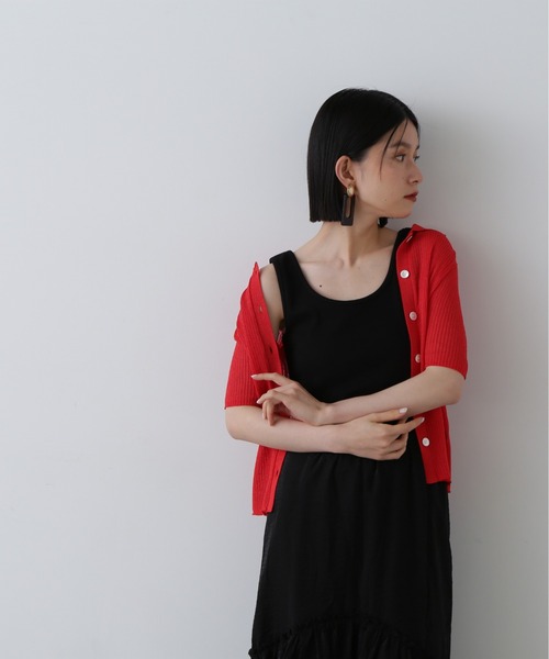 N.（N. Natural Beauty Basic）（エヌエヌナチュラルビューティーベーシック）の「テレコタンクトップ（タンクトップ・レディース・ブラック/オフホワイト/ベージュ・MEDIUM）」の6枚目の写真