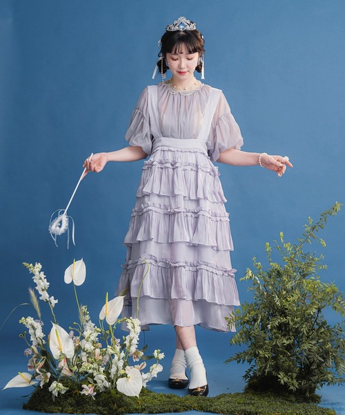 miolite(ミオライト)の「サス付き フリル スカート miolite(スカート・レディース・グレー/ベージュ・M)」の6枚目の写真