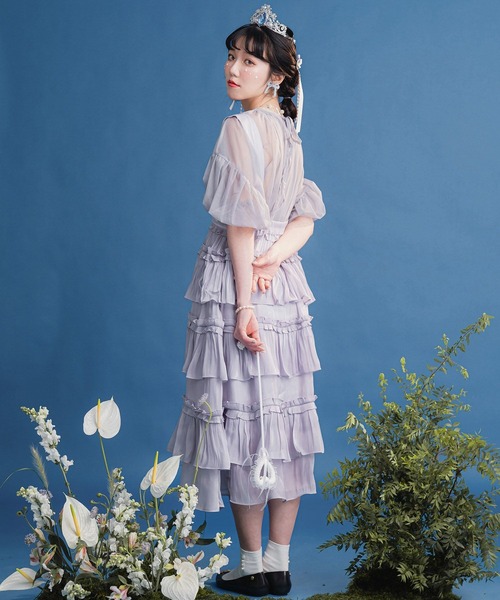 miolite(ミオライト)の「サス付き フリル スカート miolite(スカート・レディース・グレー/ベージュ・M)」の7枚目の写真