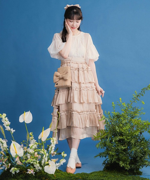 miolite(ミオライト)の「サス付き フリル スカート miolite(スカート・レディース・グレー/ベージュ・M)」の18枚目の写真