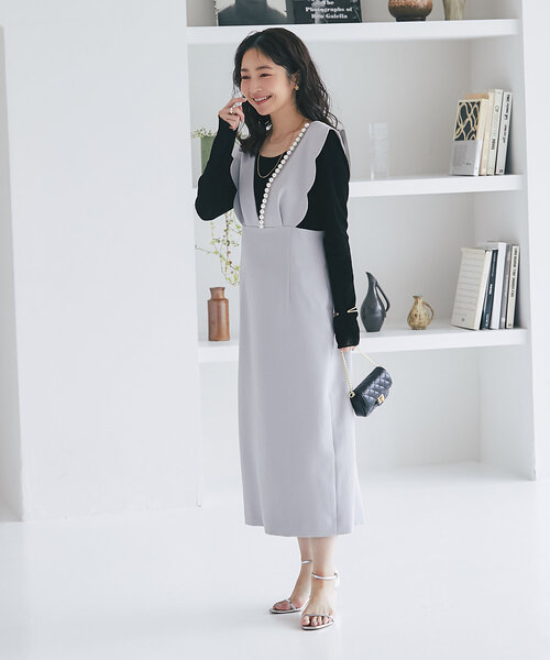 最強愛されワンピ】ダブルクロススカラップパールジャンドレ