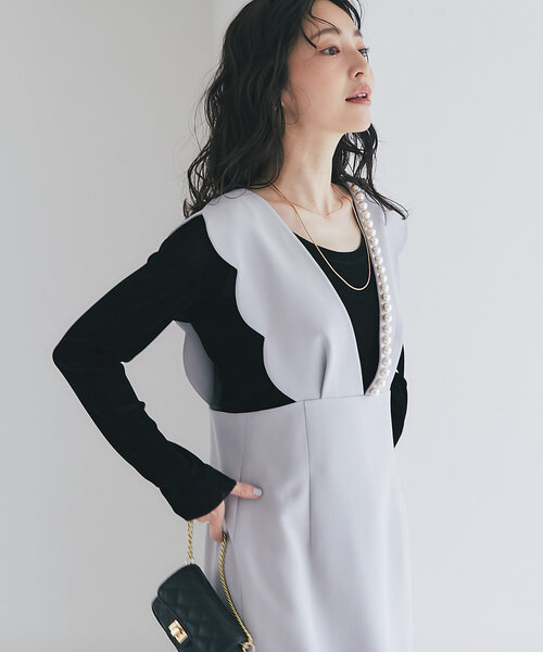 ラブティックボンボン ダブルクロススカラップパールジャンドレ 最強愛されワンピ】ダブルクロススカラップパールジャンドレ