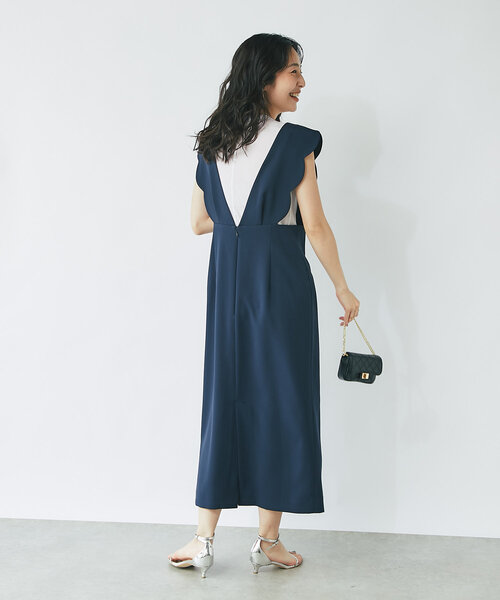 ラブティックボンボン　ダブルクロススカラップパールジャンドレ　ブラック 最強愛されワンピ】ダブルクロススカラップパールジャンドレ