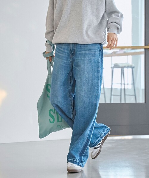 coen（コーエン）の「【スタイルアップ叶う】サイドラインカットオフバギーデニムパンツ（デニムパンツ・レディース・ダークグレー/コバルトブルー/ライトブルー・S/L/M）」の6枚目の写真