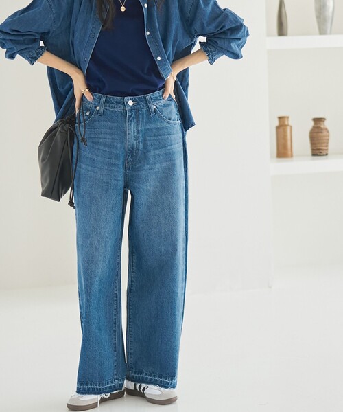 coen（コーエン）の「【スタイルアップ叶う】サイドラインカットオフバギーデニムパンツ（デニムパンツ・レディース・ダークグレー/コバルトブルー/ライトブルー・S/L/M）」の17枚目の写真