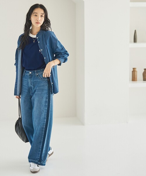 coen（コーエン）の「【スタイルアップ叶う】サイドラインカットオフバギーデニムパンツ（デニムパンツ・レディース・ダークグレー/コバルトブルー/ライトブルー・S/L/M）」の20枚目の写真