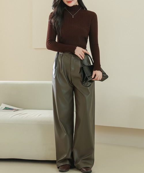 Lace Ladies（レースレディース）の「プチハイネック メロウ フリル 長袖 ニット プルオーバー（ニット/セーター・レディース・ベージュ/ブラウン/ブラック/アイボリー/グレイッシュベージュ・FREE）」の15枚目の写真