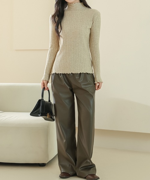 Lace Ladies（レースレディース）の「プチハイネック メロウ フリル 長袖 ニット プルオーバー（ニット/セーター・レディース・ベージュ/ブラウン/ブラック/アイボリー/グレイッシュベージュ・FREE）」の16枚目の写真