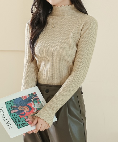 Lace Ladies（レースレディース）の「プチハイネック メロウ フリル 長袖 ニット プルオーバー（ニット/セーター・レディース・ベージュ/ブラウン/ブラック/アイボリー/グレイッシュベージュ・FREE）」の20枚目の写真